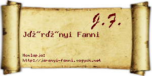 Járányi Fanni névjegykártya